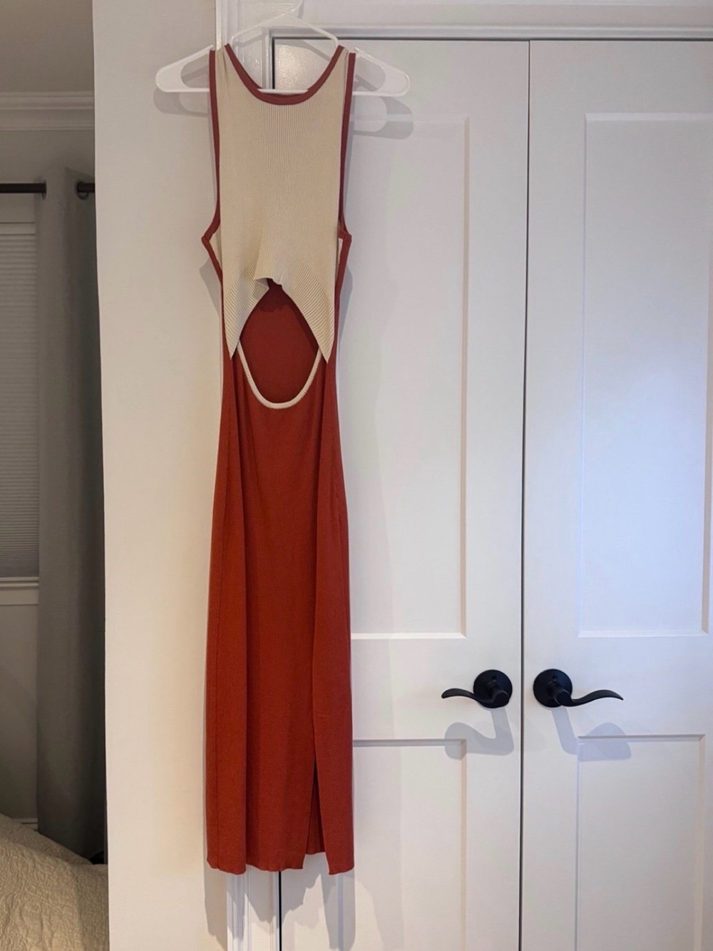 Cream and Rust Cutout Maxi Dress